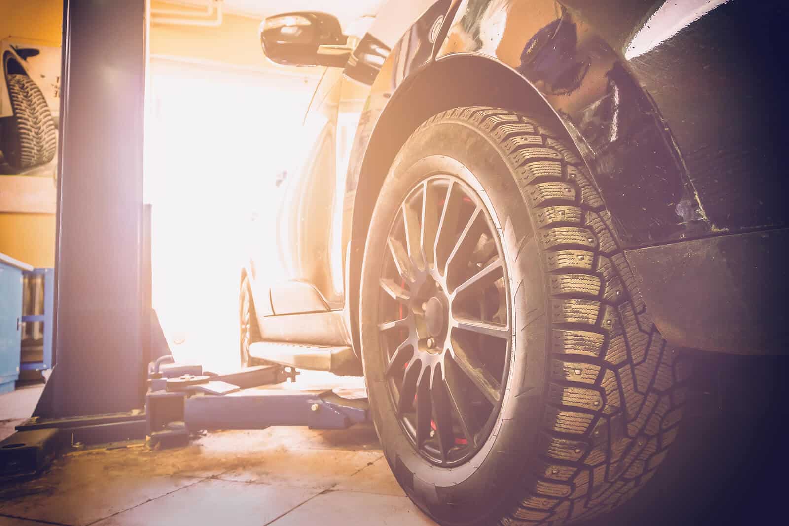 Car in mechanics garage