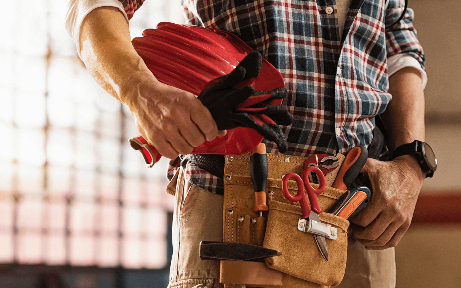 Builder with tool belt