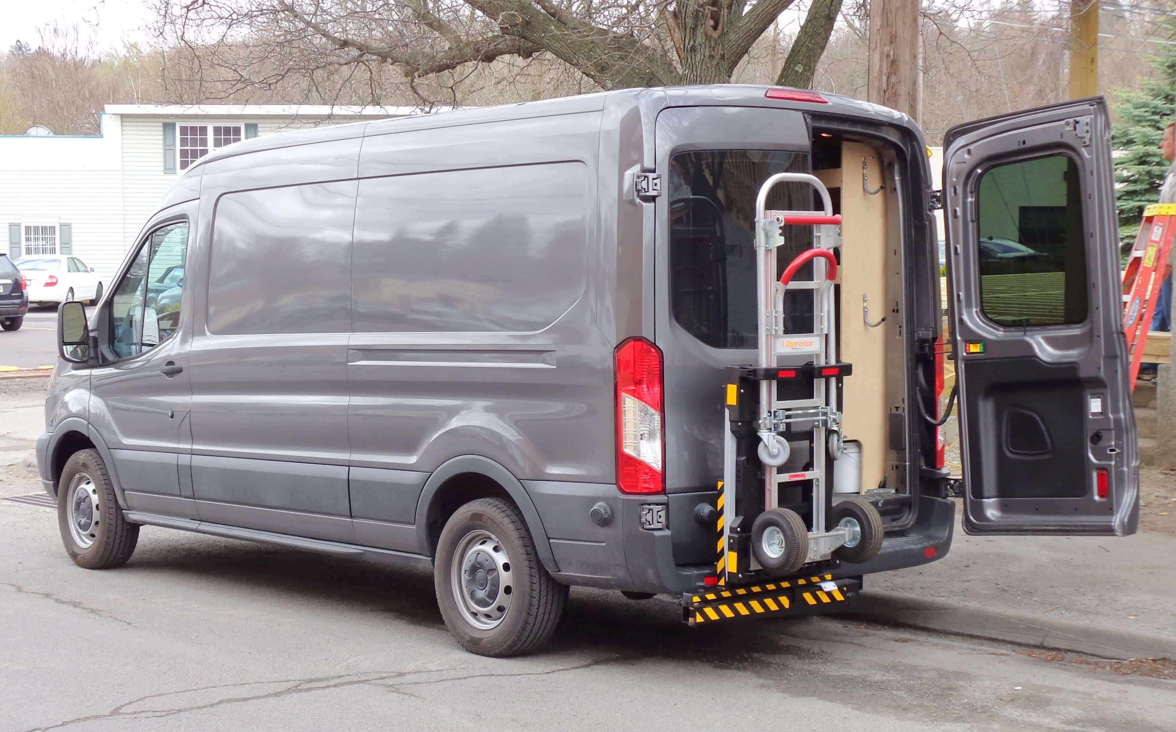 Grey van with lift