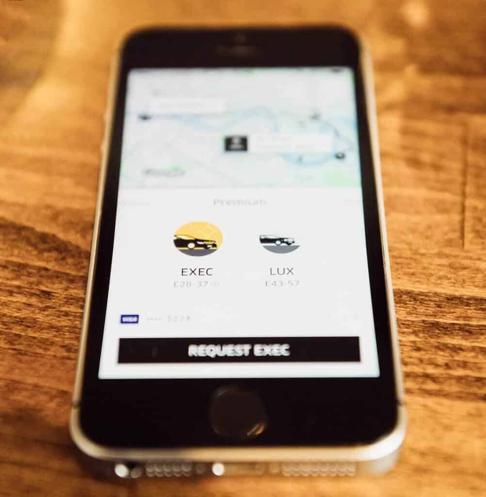 Using Uber on smartphone