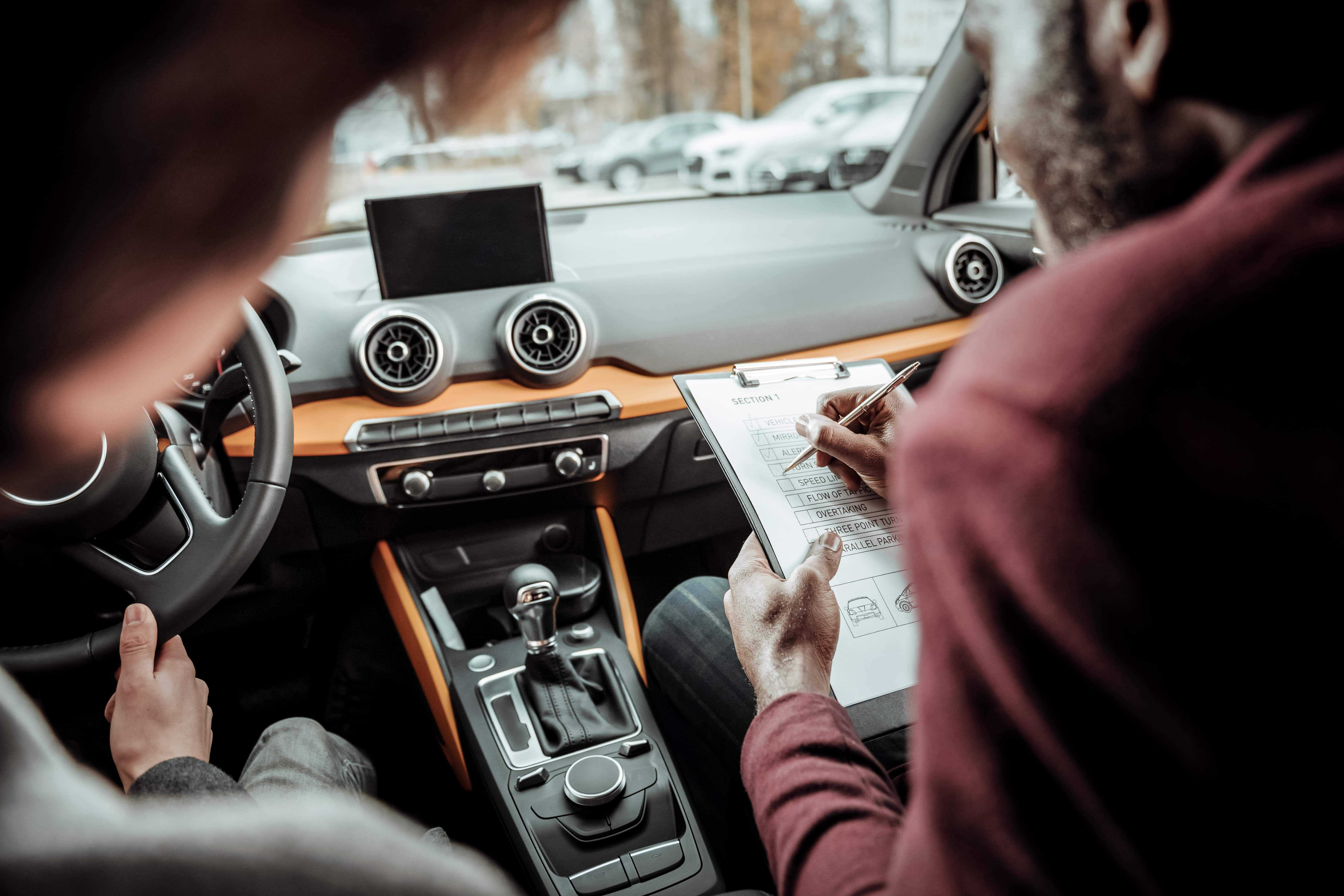 Man sitting driving test