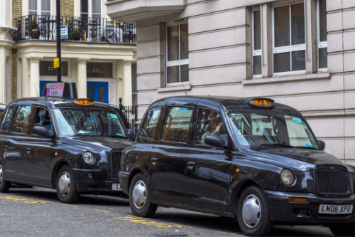 Row of black cabs