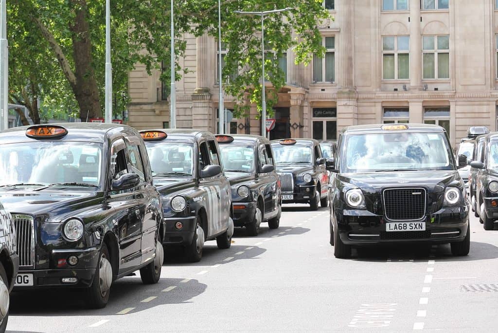 Row of London taxis