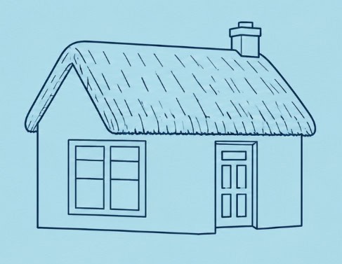 Illustration of a thatched roof property